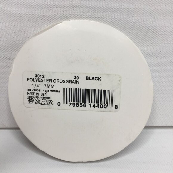 Offray Woven Ribbon Black Grosgrain 1/4" 7mm 20 Yds Craft  Floral Sewing - Picture 3 of 3